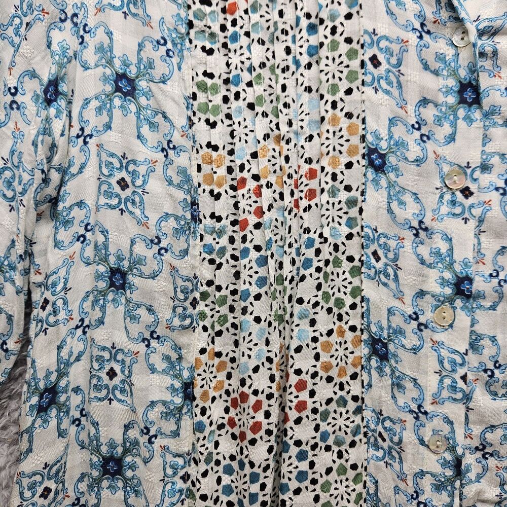 Jane Delancey Womens Patchwork Button Up Shirts Size Medium Colorful Lightweight - Picture 5 of 11